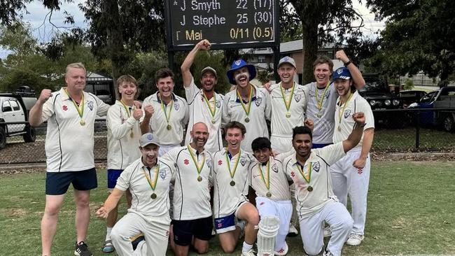 FTG celebrates its Third XI flag. Picture: Supplied