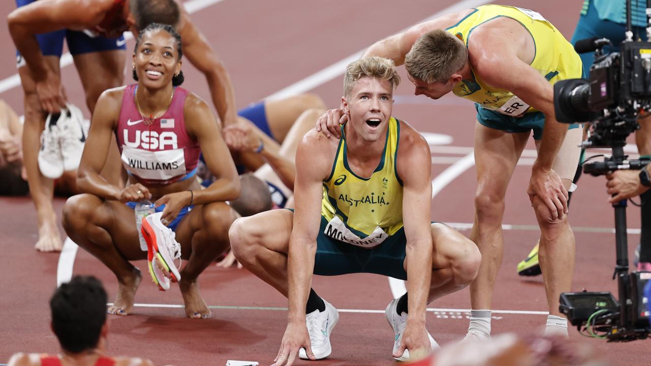 Ash Moloney won bronze in the gruelling decathlon event at the Tokyo Olympics after being spurred on in the final leg of 1500m by teammate Cedric Dubler, who will be honoured with the inaugural Cecil Healy Award for Outstanding Sportsmanship. Picture: Alex Coppel