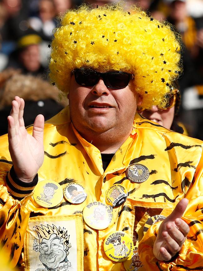 Tigers fans cheer on the players. Picture: Adam Trafford