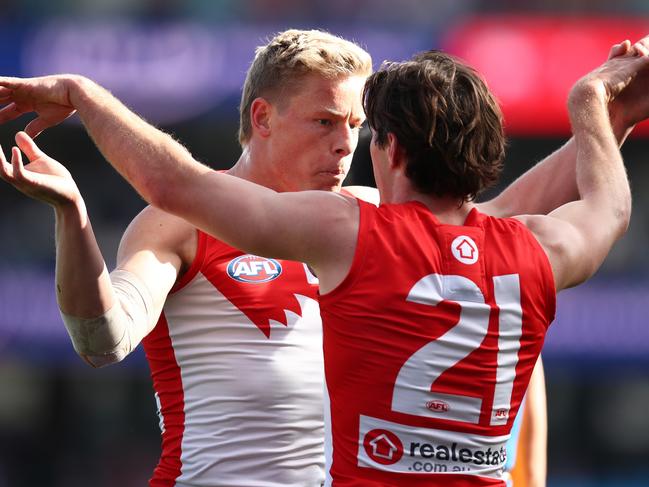 Heeney finds himself feeding off the energy of his younger teammates. Picture: Jason McCawley/AFL Photos/via Getty Images