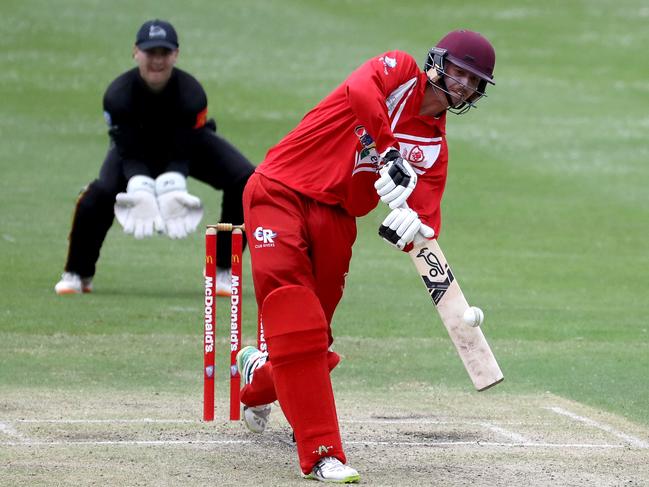 SYDNEY, AUSTRALIA - NOVEMBER 20: Blake Nikitaras of St George bats during the NSW Premier Cricket round 3 match between St George and Penrith at Hurstville Oval, on November 20, 2021, in Sydney, Australia. (Photo by Jeremy Ng/News Corp Australia)