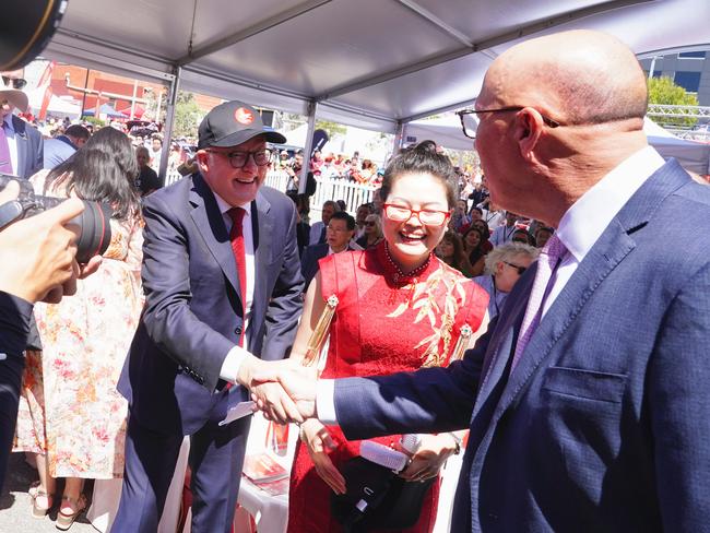 Prime Minister Anthony Albanese talked up China-Australia relations during his visit to Melbourne on Saturday. Picture: NewsWire / Luis Enrique Ascui