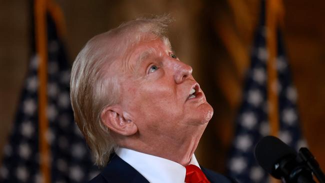 Donald Trump holds a press conference athis Mar-a-Lago estate in Palm Beach, Florida, on Thursday. Picture: AFP