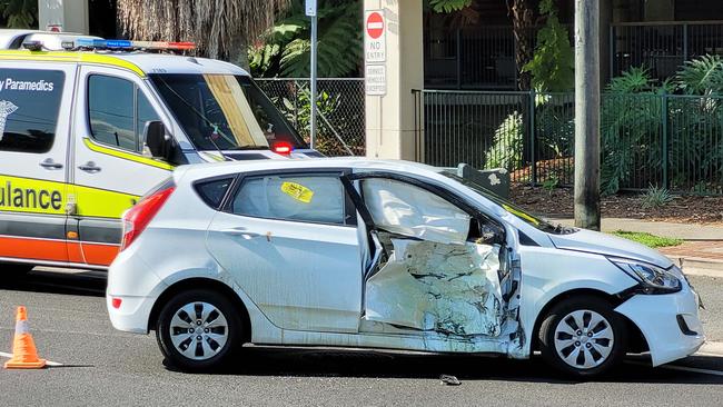 Levi Adam Moore was charged with dangerous operation of a vehicle causing grievous bodily harm or death over a crash at the corner of Scott and Bunda streets, Cairns, in October 2021. Picture: Brendan Radke