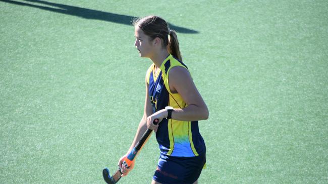 Central Coast player in the Division 2 semi-final against Far North Coast at the NSW U-18s Girls Hockey Championships, May 23.