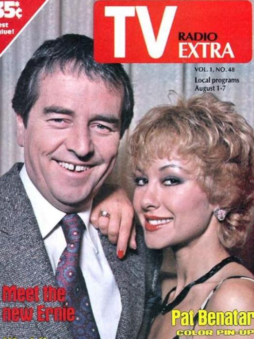 Ernie Sigley and Adriana Xenides on the front of TV Radio Extra. Picture: Supplied