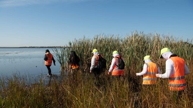 Protesters at Lake Connewarre near Geelong at the opening of the 2023 duck season last week. Picture: Brad Fleet