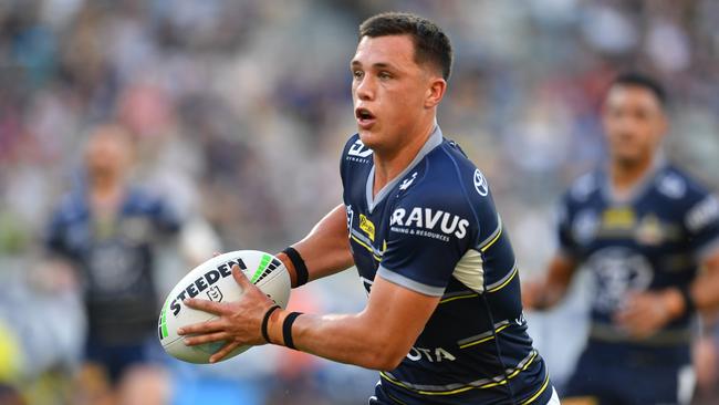 North Queensland Cowboys against Gold Coast Titans at Queensland Country Bank Stadium. Cowboys' Scott Drinkwater. Picture: Evan Morgan