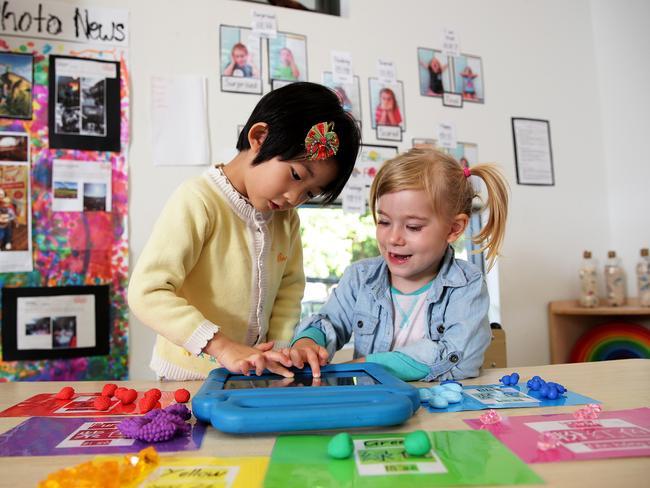 Kids learn Mandarin in a fun way at Brookvale Children's Centre Preschool. Picture: Troy Snook