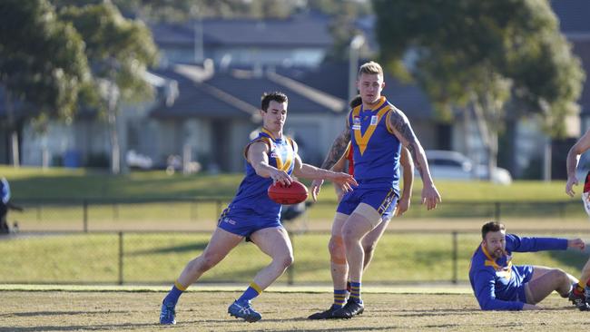 Luca Bellinvia takes a kick for Cranbourne. He’s applied for a clearance to Rosebud.