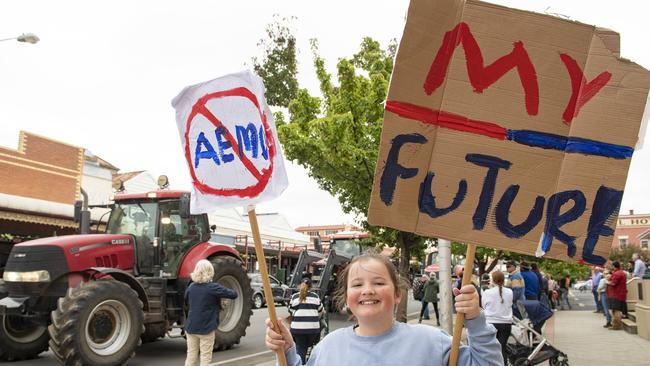 The prospect of 60-80m towers, carrying 500kV transmission lines, carving up properties has prompted protests, amid fear of land devaluations and restrictions on farming. Picture: Zoe Phillips