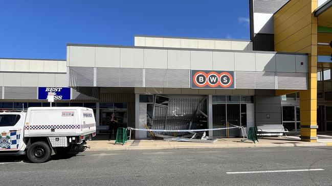 WATCH: Bottle-o trashed, bollards ripped out in alleged ram raid with stolen car