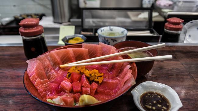 Some of the delicious fresh sashimi found in Tokyo.