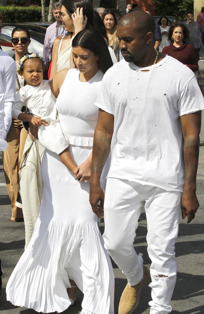 Family outing ... The Kardashians spotted at church as they celebrate Easter in Calabasas. Picture: Splash