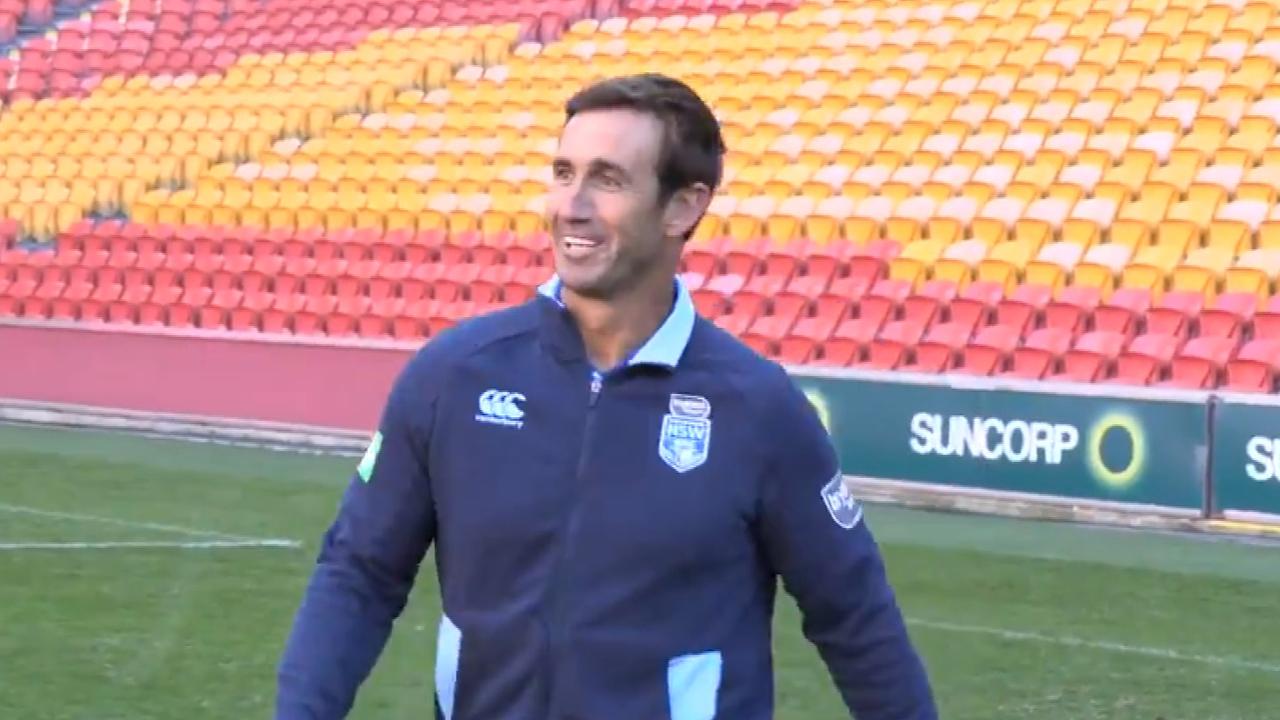 Andrew Johns shows off his skills on the Suncorp pitch