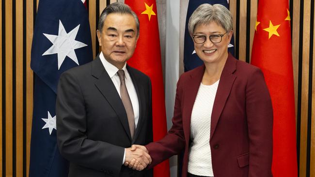 Foreign Minister Penny Wong met with Chinese Foreign Minister Wang Yi for talks at Parliament House in Canberra. Picture: NCA NewsWire / Martin Ollman