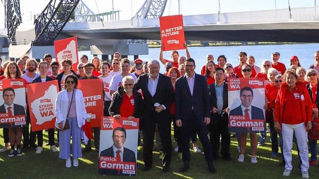 Former PM Kevin Rudd joins the campaign in Western Australia ahead of Labor’s launch. Picture: Patrick Gorman, Twitter