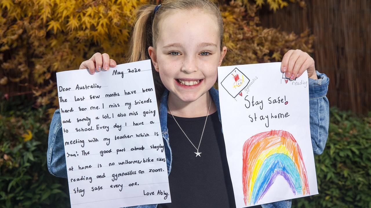 Abby, 9, has already written her Dear Australia letter and has also completed a drawing. Picture: Sarah Matray