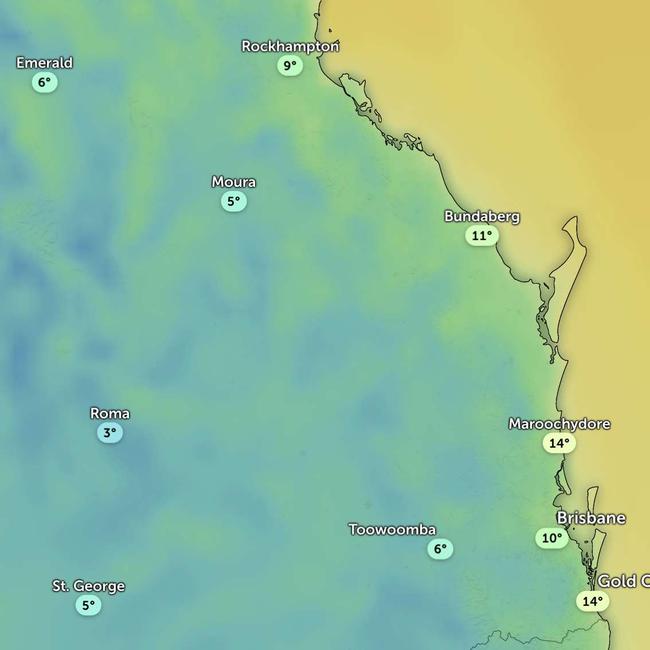 It was a chilly start to Friday across Queensland. Picture: Zoom Earth
