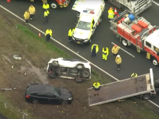 Father and son killed in Ourimbah crash on the M1 Pacific Motorway.  Sat 3rd September. Must CREDIT:  7NEWS