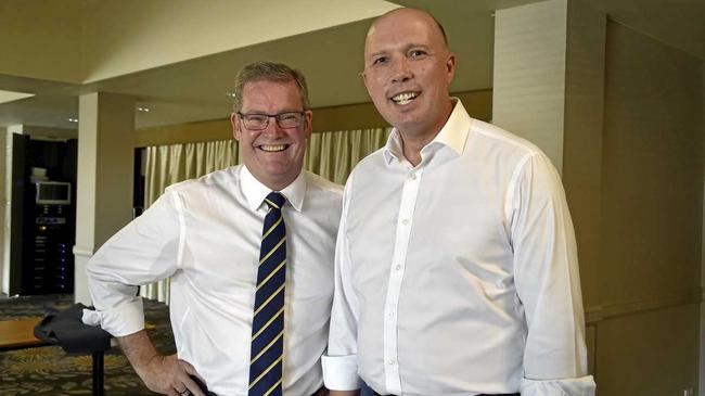 John McVeigh MP with Peter Dutton MP in Toowoomba. April 2018. Picture: Bev Lacey