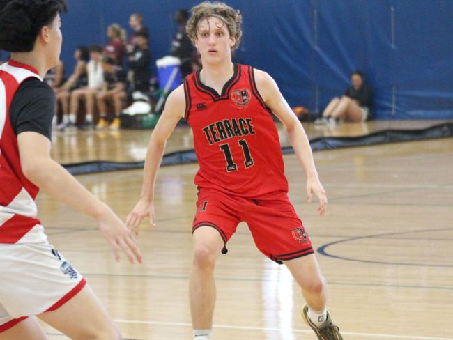 Corey Laffan. CBSQ Day 1 boys action between Gregory Terrace and Hillcrest Christian College.