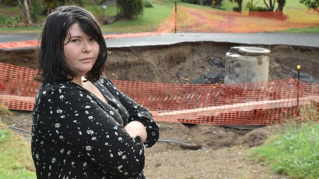 Jennifer Jackson, who lives on the doorstep of the destroyed Maudsley St, recounted the morning she woke up to find half of her street had been washed away. Photo: Elizabeth Neil