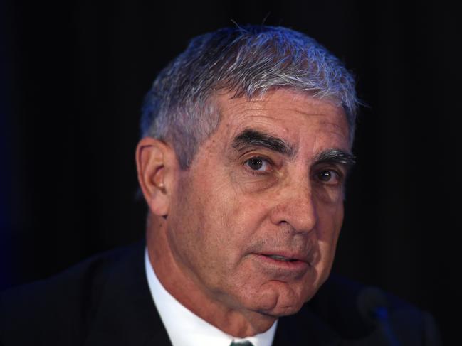 Mirvac chairman John Mulcahy looks at the audience prior to reporting on company at its annual general meeting in Sydney on Thursday, Nov. 20, 2014. (AAP Image/Paul Miller) NO ARCHIVING