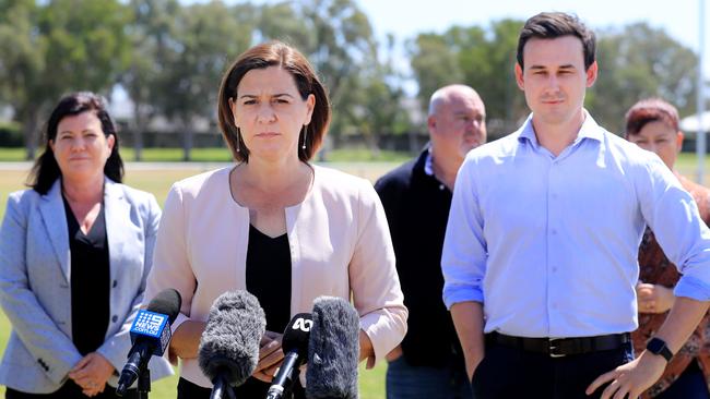 3rd October 2020, Helensvale Hornets Ground. Beasley family, Sam O'Connor and opposition Deb Frecklington Photo: Scott Powick News Corp