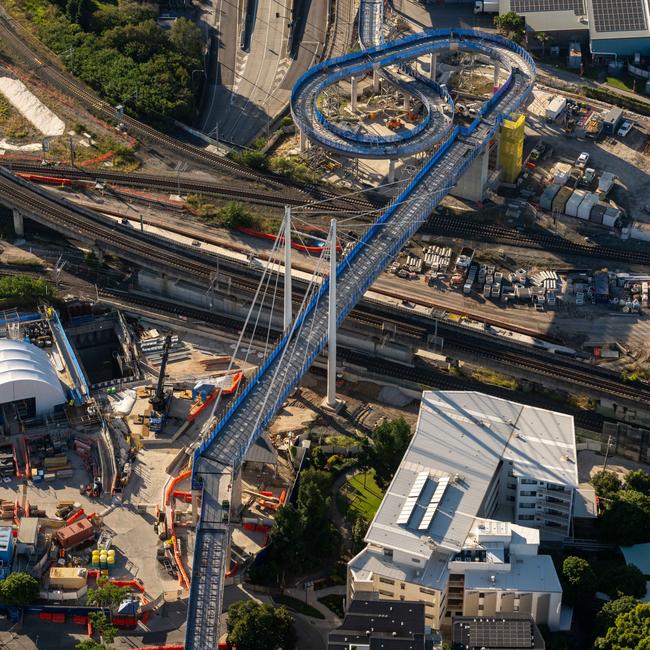 Yamma Bridge under construction at the Boggo Rd site, Dutton Park