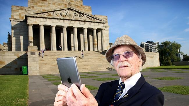 Ron Williamson, who served in WWII, shows off a a fundraising first: the ANZAC Appeal has