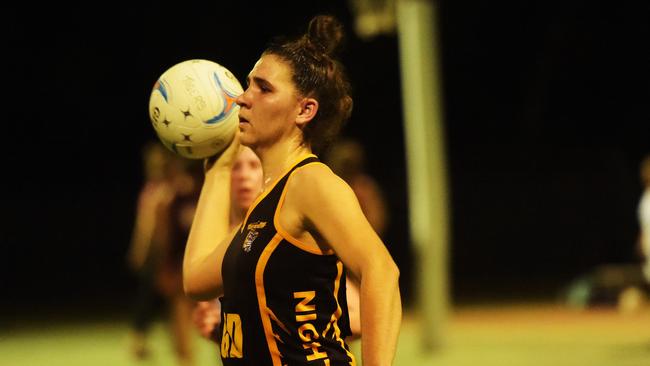 Nightcliff’s Katie Elmer was part of a strong defensive effort for the Tigers against Tracy Village. Picture: Keri Megelus