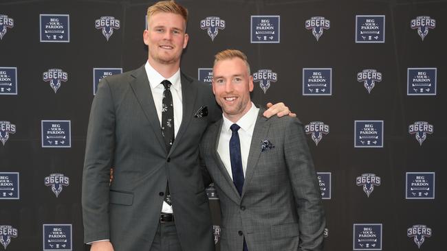 Harry Froling and co-captain Brendan Teys at the Sixers’ awards night.