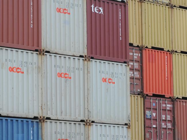 Some of the 28,000 shipping containers sitting idle at Patrick Stevedores terminal at Port Botany, Sydney, Wednesday, May 25, 2011. Maritime Union Austeralia workers today begun a week of work restrictions in Sydney, Brisbane and Freemantle. Patrick has told it's workers that they would not be paid if they take part in the action. (AAP Image/Dean Lewins) NO ARCHIVING