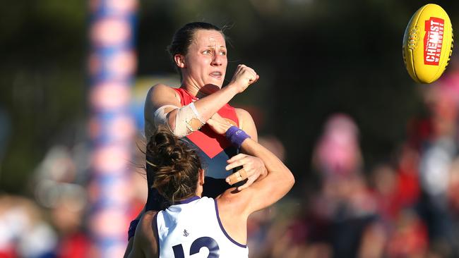 Melbourne’s Karen Paxman is a chance to win the AFLW best and fairest. Picture: Wayne Ludbey