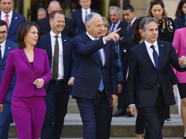 Antony Blinken (R), US Secretary of State, Annalena Baerbock (L), Foreign Minister of Germany, and Mircea Geoana, NATO's deputy secretary-general. Picture: Getty Images