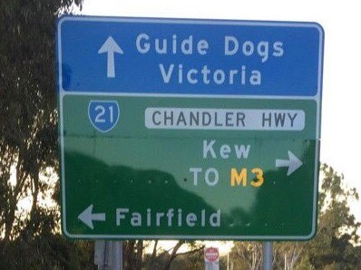 A sign installed, and then ripped out, at Yarra Boulevard in Kew after it was erected in the middle of a footpath.