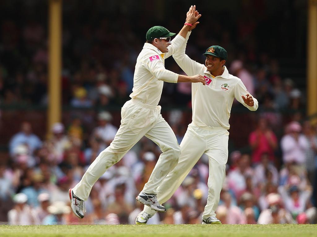 Hussey and Khawaja in action together in the Sydney Test during the 2010/11 Ashes. Picture: Ryan Pierse/Getty Images