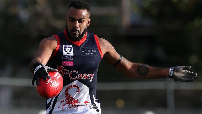 Heritier Lumumba in action for Casey Scorpions in the VFL. Picture: Mark Dadswell