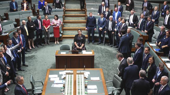 Malcolm Turnbull leaves the chamber after a vote to adjourn the House of Representatives. Picture: AAP