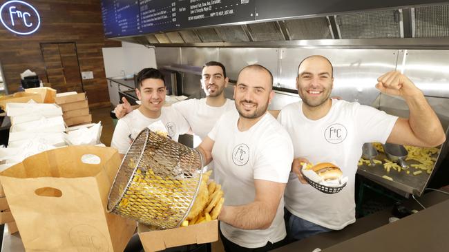 FnC fish 'n chips, Essendon. (L-R) Michael Chindamo, George Khzam, Zaaf Khzam (co owner) and Andrew Chahine. Picture Norm Oorloff