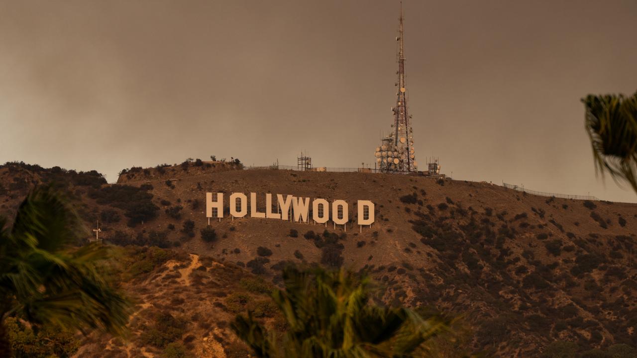 Is the famous Hollywood sign on fire?