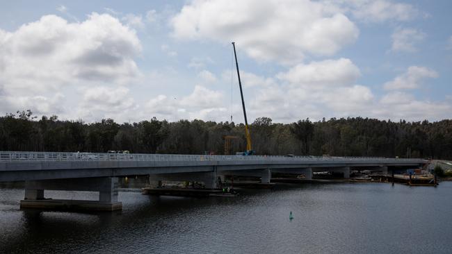 Work on the new Nelligen Bridge is due to wrap up early next year. Picture: Nathan Schmidt