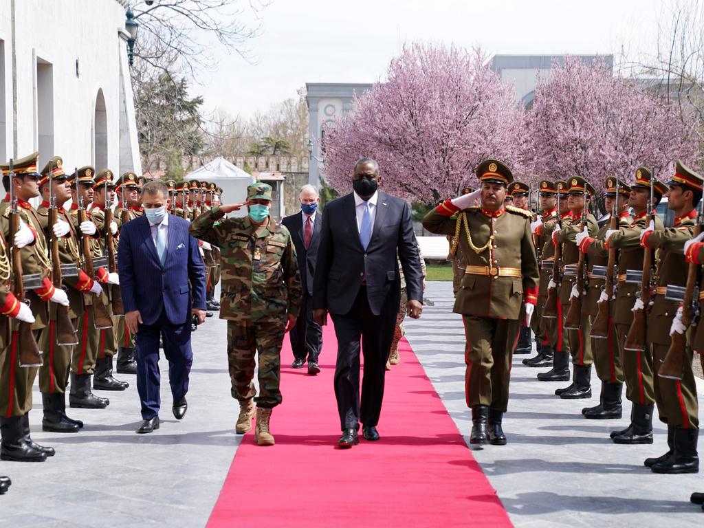 US Secretary of Defense Lloyd Austin during his visit to Afghanistan on March 21, 2021