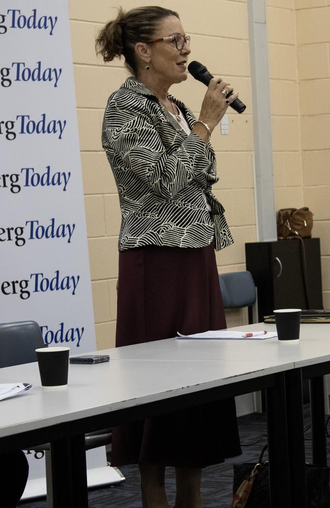 Mayoral candidate Helen Blackburn speaking at the Bundaberg mayoral forum 2024.