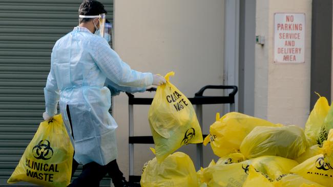 Biological waste is disposed of at St Basil's Aged Care at Fawkner. Picture: Andrew Henshaw