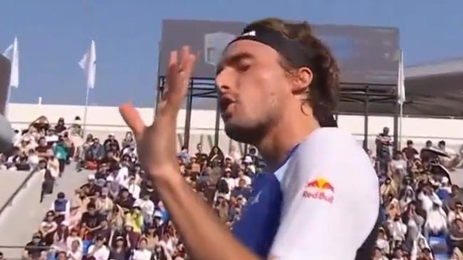 Stefanos Tsitsipas explodes over time violation