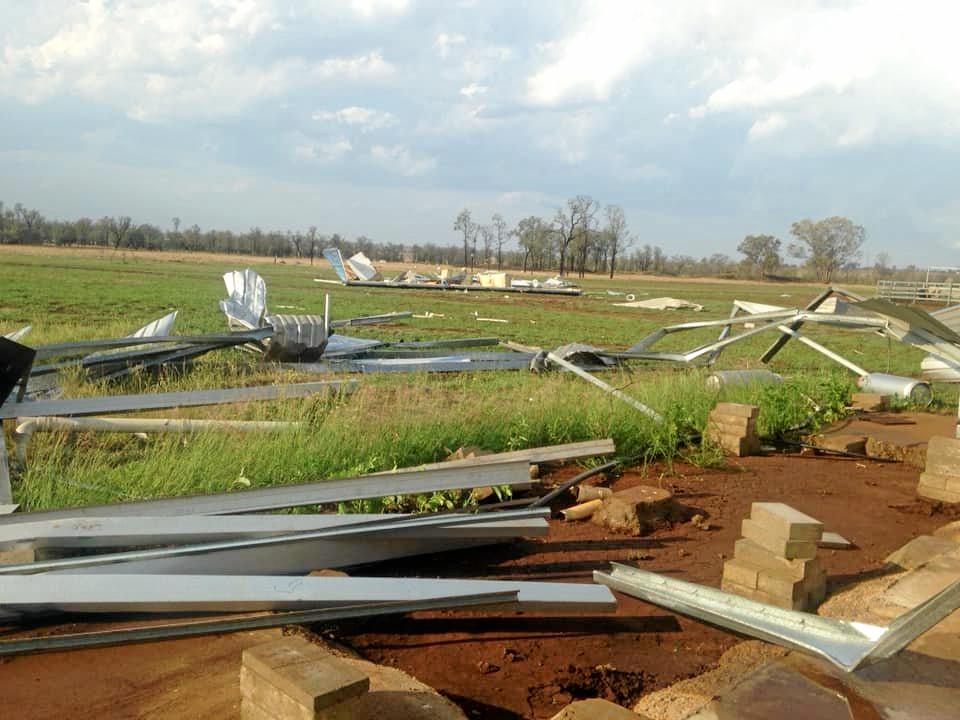 STORM CARNAGE: Rolleston Campdraft Association posted images of their badly destroyed remains of their shower block. Picture: Rolleston Campdraft Association