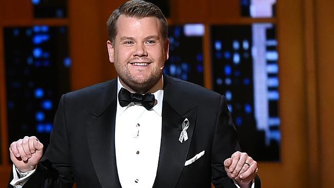 James Corden performs at the Tony Awards in New York.