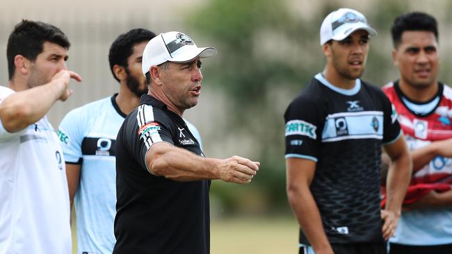 Sharks coach Shane Flanagan at a Cronulla training session.